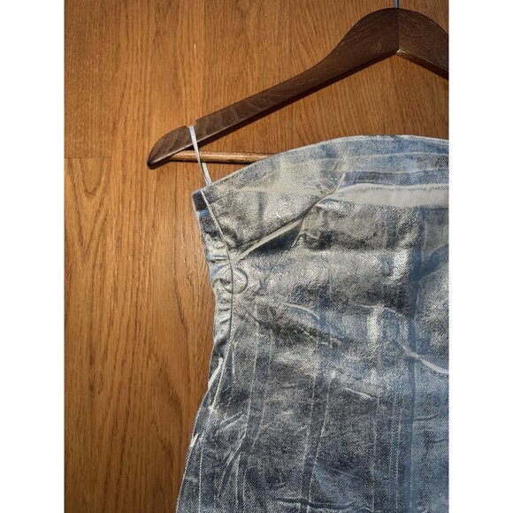 NWT ZARA Strapless Silver Coated Bodycon Midi/Maxi Dress – Shiny Metallic Night- - Picture 4 of 7